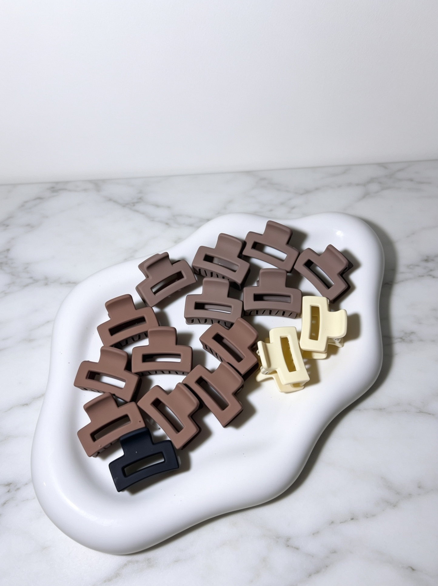 Mini Rectangle Hair Claw Clips – Neutral Tones