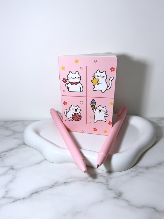 Cute Notebook + Pink Pens Set